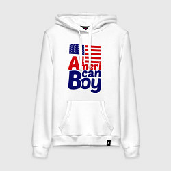 Толстовка-худи хлопковая женская All American Boy, цвет: белый