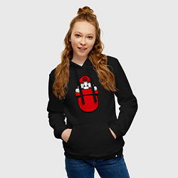 Толстовка-худи хлопковая женская Марио в кармане, цвет: черный — фото 2