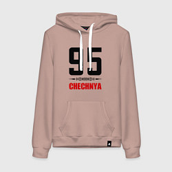 Толстовка-худи хлопковая женская 95 Chechnya, цвет: пыльно-розовый