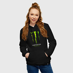 Толстовка-худи хлопковая женская MONSTER ENERGY, цвет: черный — фото 2