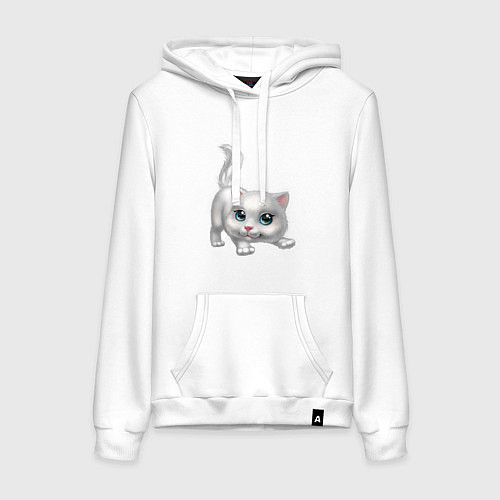 Женская толстовка-худи Котенок с голубыми глазами / Белый – фото 1