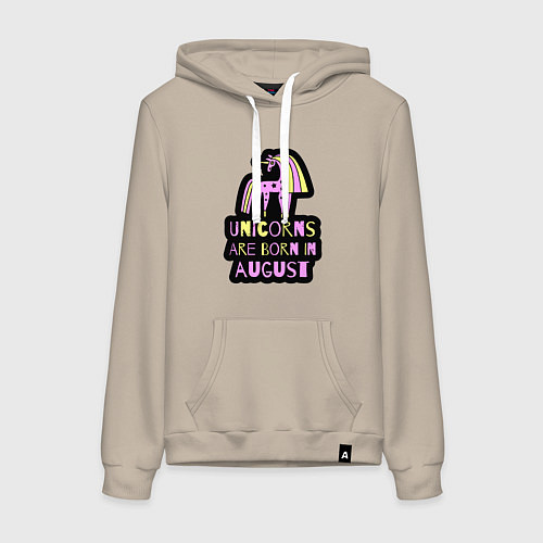 Женская толстовка-худи Единороги рождаются в августе / Миндальный – фото 1