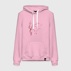 Толстовка-худи хлопковая женская Розовая сакура, цвет: светло-розовый