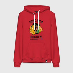 Толстовка-худи хлопковая женская CHICAGO BLACKHAWKS NHL, цвет: красный