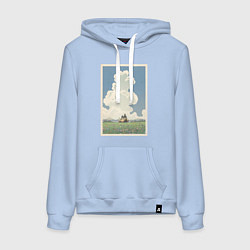 Толстовка-худи хлопковая женская Blue sky, цвет: мягкое небо