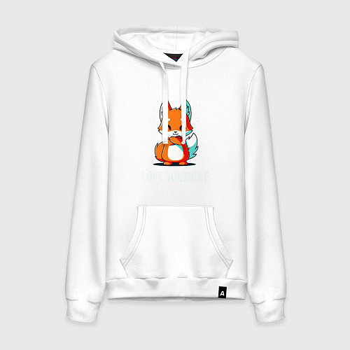 Женская толстовка-худи ЛЮБИ СЕБЯ Love yourself / Белый – фото 1