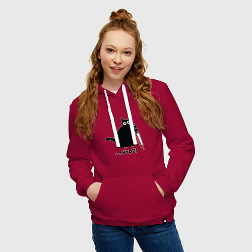 Женская толстовка-худи Милый кот / Маджента – фото 3