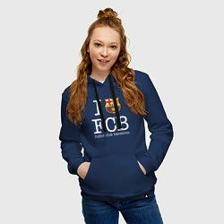 Толстовка-худи хлопковая женская Barcelona FC, цвет: тёмно-синий — фото 2