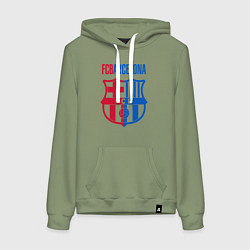 Толстовка-худи хлопковая женская Barcelona FC, цвет: авокадо