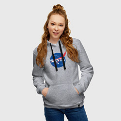 Толстовка-худи хлопковая женская SANTA NASA, цвет: меланж — фото 2