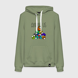 Толстовка-худи хлопковая женская Among Us Z, цвет: авокадо