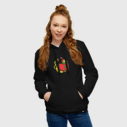 Толстовка-худи хлопковая женская Котик в свитере, цвет: черный — фото 2