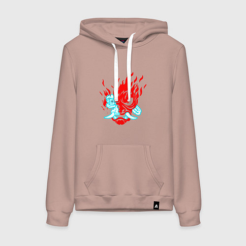 Женская толстовка-худи Cyberpunk neon samurai / Пыльно-розовый – фото 1