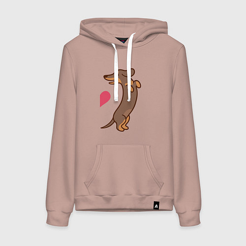 Женская толстовка-худи Такса / Пыльно-розовый – фото 1