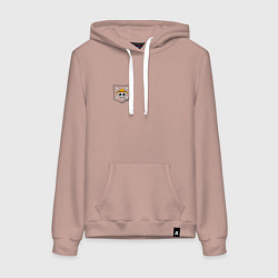 Толстовка-худи хлопковая женская One piece, цвет: пыльно-розовый