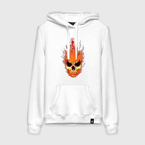 Женская толстовка-худи Fire flame skull / Белый – фото 1