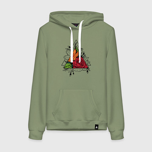 Женская толстовка-худи Flower tattoo / Авокадо – фото 1