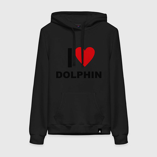 Женская толстовка-худи I love Dolphin / Черный – фото 1