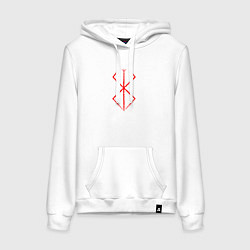 Толстовка-худи хлопковая женская BERSERK БЕРСЕРК КЛЕЙМО, цвет: белый