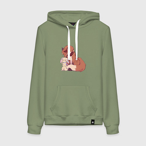 Женская толстовка-худи Лис и зайка / Авокадо – фото 1
