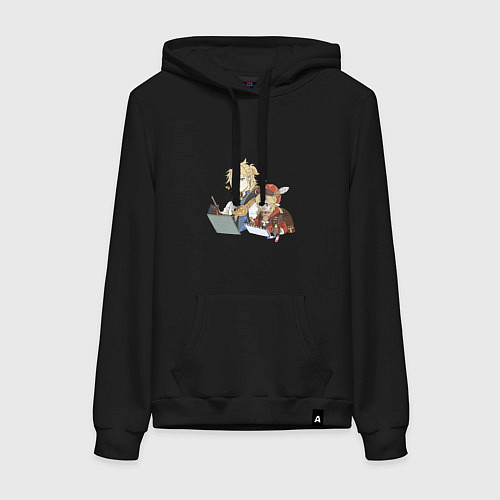 Женская толстовка-худи Альбедо и Кли / Черный – фото 1