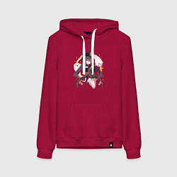 Толстовка-худи хлопковая женская Весёлая Ху Тао, цвет: маджента