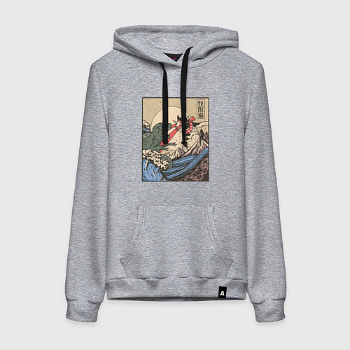 Женская толстовка-худи Cat Kong versus Godzilla Kaiju / Меланж – фото 1