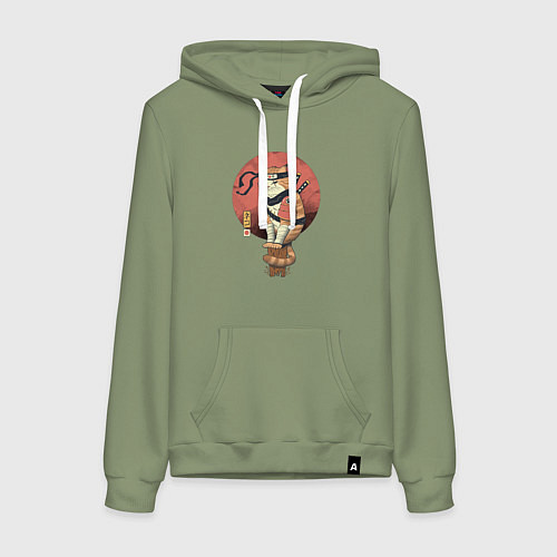 Женская толстовка-худи Кот самурай / Авокадо – фото 1