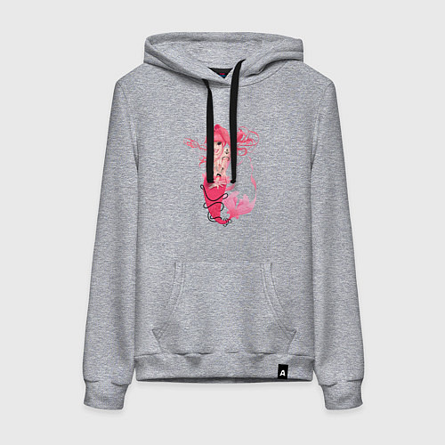 Женская толстовка-худи Русалка с тату модная русалочка Z / Меланж – фото 1
