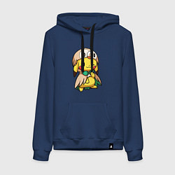 Толстовка-худи хлопковая женская Пикачу - совенок, цвет: тёмно-синий