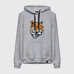 Толстовка-худи хлопковая женская Тигр, цвет: меланж
