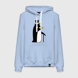 Толстовка-худи хлопковая женская Пингвин в шляпе, цвет: мягкое небо