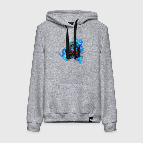 Женская толстовка-худи Пасть динозавра / Меланж – фото 1