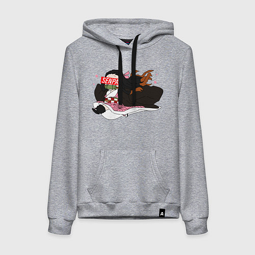 Женская толстовка-худи SENPAI БЕГУЩАЯ НЕЗУКО / Меланж – фото 1