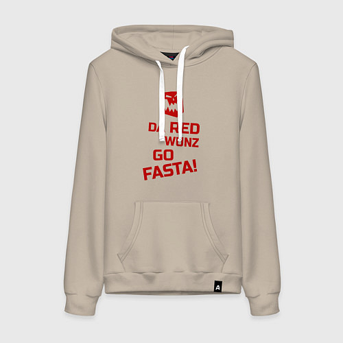 Женская толстовка-худи Только красное ездит быстро / Миндальный – фото 1