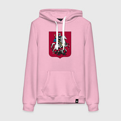 Толстовка-худи хлопковая женская Георгий Победоносец - Герб, цвет: светло-розовый