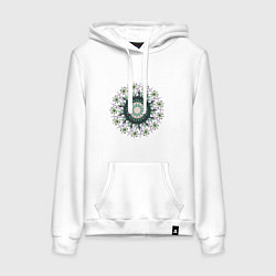 Толстовка-худи хлопковая женская Мандала Природные узлы, цвет: белый