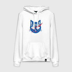 Толстовка-худи хлопковая женская CATSA, цвет: белый