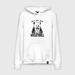 Толстовка-худи хлопковая женская Volleyball Panda, цвет: белый