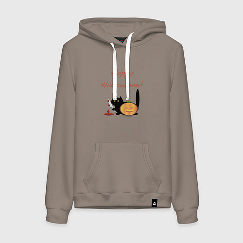 Женская толстовка-худи Happy Halloween! / Утренний латте – фото 1