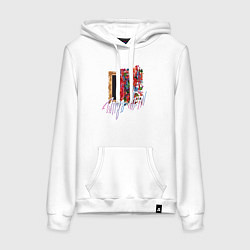 Толстовка-худи хлопковая женская Эклектика, цвет: белый