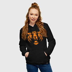 Толстовка-худи хлопковая женская Orange - Tiger, цвет: черный — фото 2