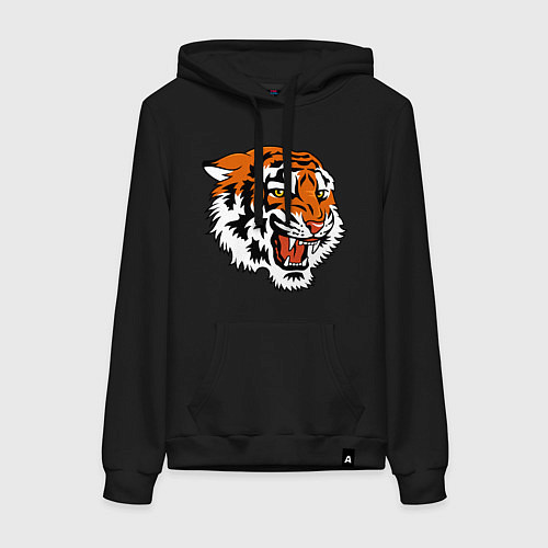 Женская толстовка-худи Smiling Tiger / Черный – фото 1