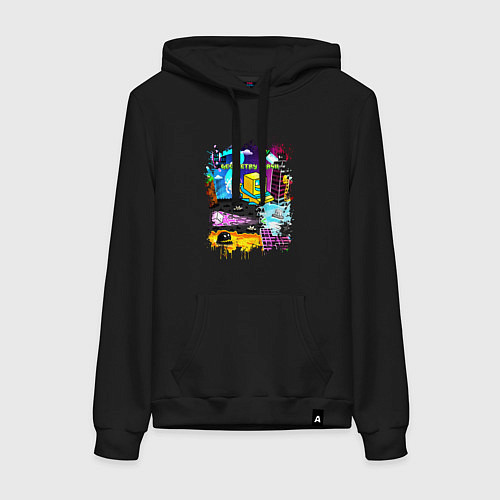 Женская толстовка-худи Geometry Dash: Pixel Logo / Черный – фото 1