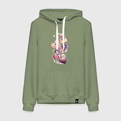 Толстовка-худи хлопковая женская Чиби Инадзума, цвет: авокадо