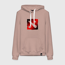 Толстовка-худи хлопковая женская ЧЁРНО КРАСНОЕ ЛОГО ДОТА 2 DOTA 2 LOGO, цвет: пыльно-розовый