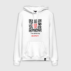 Толстовка-худи хлопковая женская QR-Love, цвет: белый