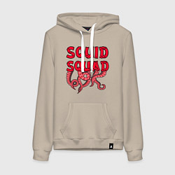 Толстовка-худи хлопковая женская Squid Squad, цвет: миндальный