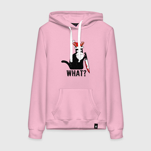 Женская толстовка-худи НОВОГОДНИЙ WHAT CAT / Светло-розовый – фото 1