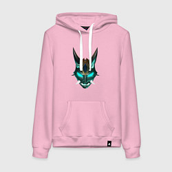 Толстовка-худи хлопковая женская МАСКА СЯО ГЕНШИН ИМПАКТ НЕОН, цвет: светло-розовый